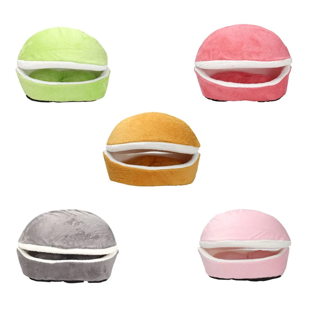 

Warm Cat Bed House Hamburger Bed Disassemblability Windproof Pet Puppy Nest Shell Hiding Burger Bun for Winter Cat House