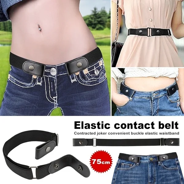 

Buckle-Free Belt For Jean Pants,Dresses,No Buckle Stretch Elastic Waist Belt For Women/Men,No Bulge,No Hassle Waist Belt