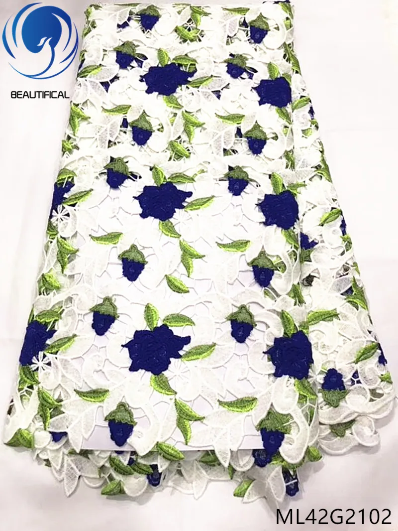 

BEAUTIFICAL Chemical lace fabric rose flower embroidery guipure cord lace fabric for dress 2019 New nigerian lace fabric ML42G21