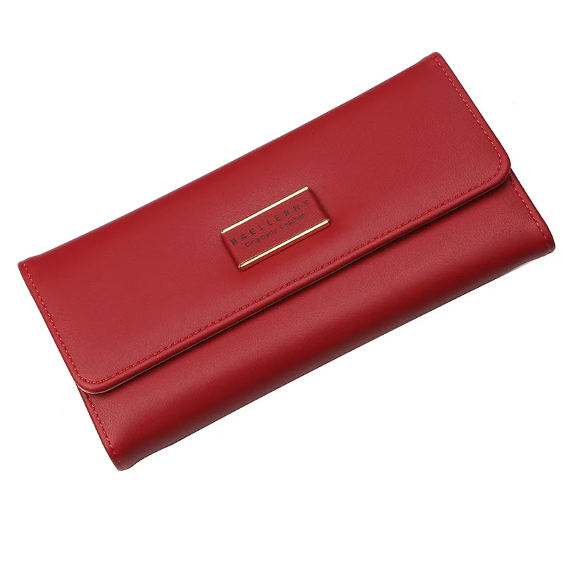 Baellerry, Модный женский кошелек из искусственной кожи, длинный держатель для карт, карман для телефона, Женский кошелек, простой качественный женский клатч - Цвет: red