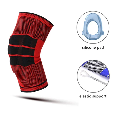 3D ткачество силиконовые наколенники Поддержка брекса Волейбол Баскетбол Meniscus защита колена спортивные предохраняющие наколенники - Цвет: RD