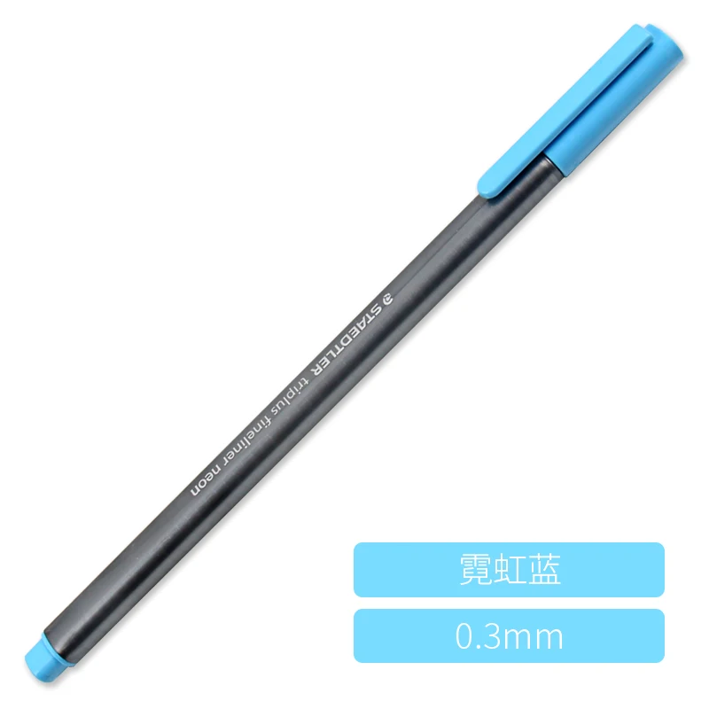 1 шт. STAEDTLER треугольная цветная ручка с крючками 334 ручка-игла 0,3 мм ручка из волокна, прочная яркая - Цвет: 334 -301 Neon blue