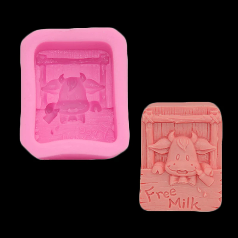 

Cartoon Cow Handmade Soap Silicone Cake Mold Sugar Wedding Decoration Frozen Ice 3d Mold Kitchen Baking Tools New Quality