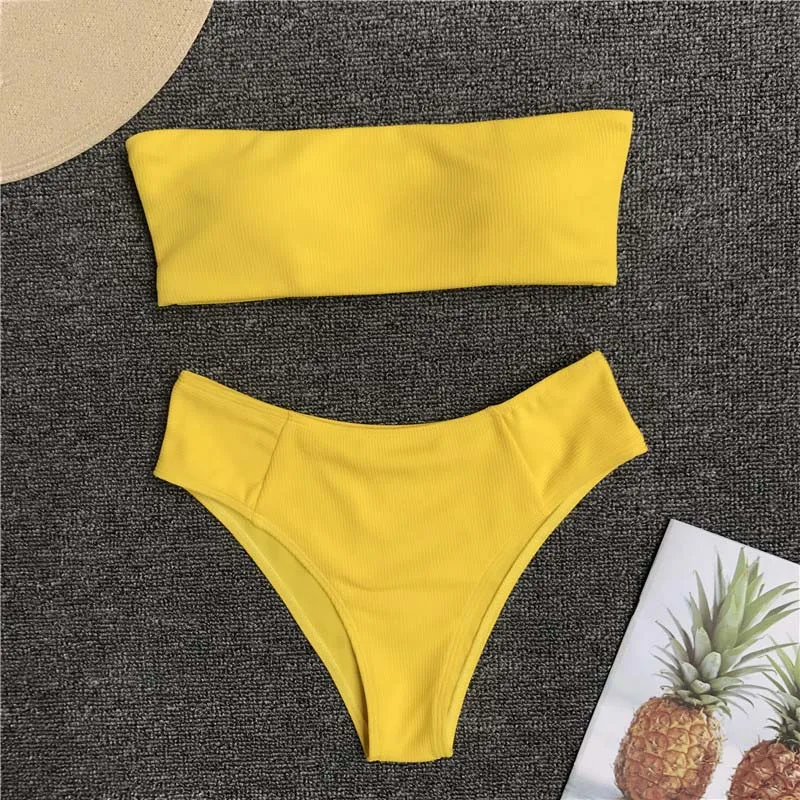 Желтый танкини дерзкий Бикини Низ maillot femme пляжная одежда мягкий синий бикини без бретелек купальный костюм комплект мини микро купальник - Цвет: 3st