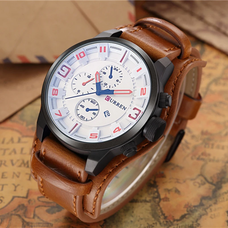 Relogio Masculino CURREN Men Military Sport Quartz Watches Mens Brand Luxury Leather Strap Waterproof Male Clock Wristwatch 8225