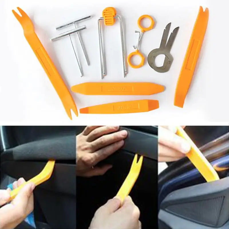 

12pcs/set Professional Vehicle Dash Trim Tool Car Door Panel Audio Dismantle Remove Install Pry Kit Refit Set Repairing Tools