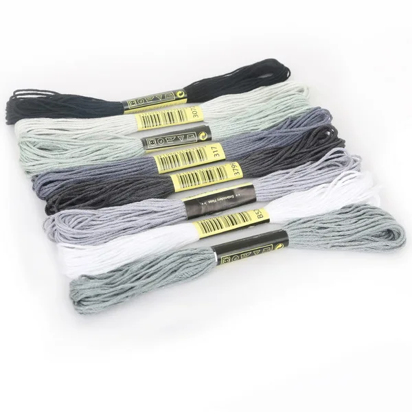 8pcs/Set Similar DMC Threads Cross Stitch Floss Cotton 8 meters Embroidery Thread Floss Sewing Skeins Craft Knitting 8 - Цвет: gray series