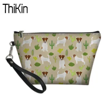 

THIKIN Women's Cosmetic Cases Jack Russell Terrier Printing Neceser Portable Small Make Up Bag PU Leather Beauty Case Box Bolsa