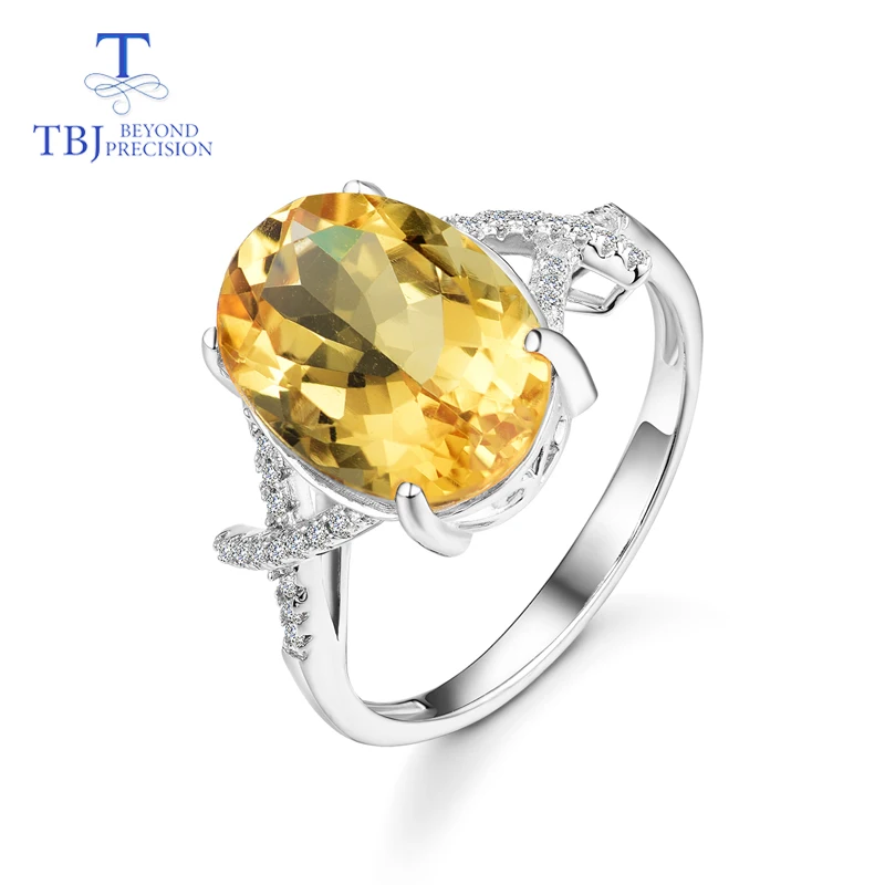 

TBJ,new design Citrine Rings natural oval 10*14mm gemstone 925 sterling silver simple style fine jewelry for women daily wear
