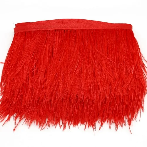 Высокое качество, 1 метр/сумка, разные цвета, на выбор, красивые страусиные перья, для рукоделия из страусовых перьев, украшения для свадебной вечеринки 8-10 см - Цвет: Red