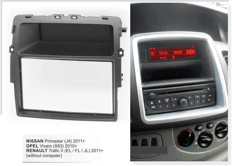 Двойной Дин Радио фасции Для Nissan Primastar Renault Trafic II 2011+, Opel Vivaro 2010+ переходная приборная панель накладка