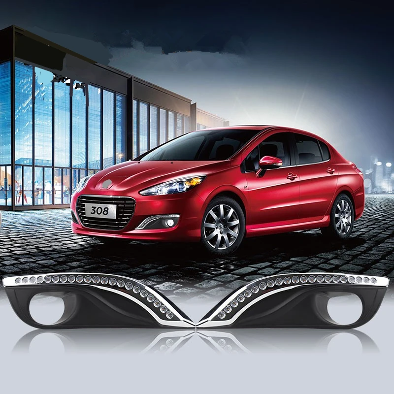 Shinman Тюнинг автомобилей DRL для Peugeot 308 2012 2015 светодиодный вождения с дневными