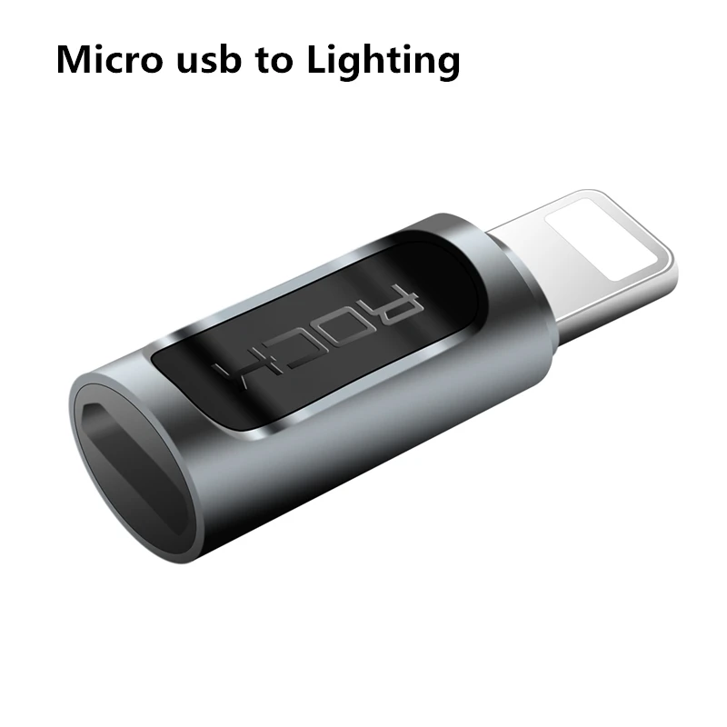 ROCK Type c для освещения мужской телефонный адаптер для iPhone X 8 6 OTG для Lightning to Micro Famale Разветвитель USB C Microusb конвертер - Цвет: Micro to Lighting