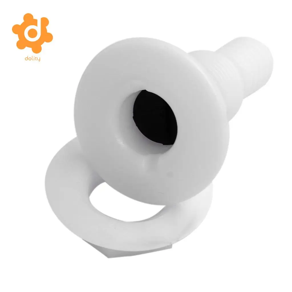 White Plastic Thru-Hull Bilge Pump and Aerator Hose Fitting for 3/4' Hose