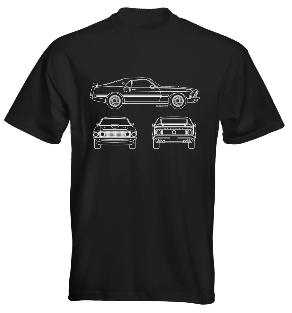 

Mens Premium T-Shirt Mustang 1969 Mach 1 Blueprint tops 2019 Short Shirt Hip Hop Starnger Things Polyester T Shirts
