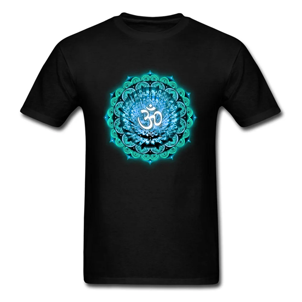 CasualFunny Short Sleeve Tops Shirt Father Day Designer Round Neck 100% Cotton Tee-Shirts Men Top T-shirts Om Mandala  Om Mandala black