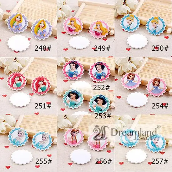 

50pcs/lot 31MM New Arrival fashion princess flat back cartoon planar resin for home decoration DIY accessories 10 styles mixed