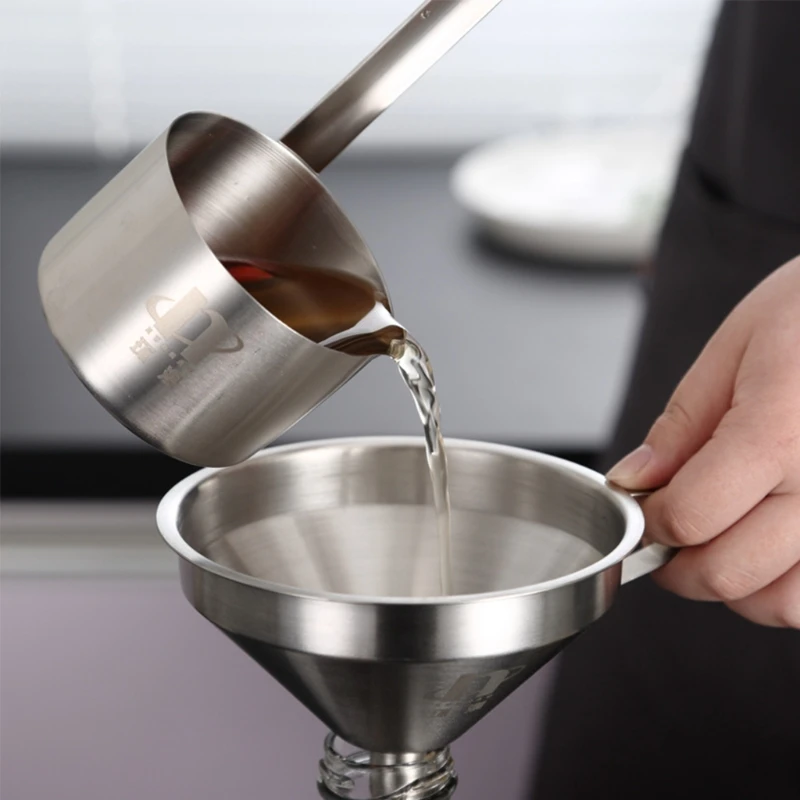 

Stainless Steel Wine Funnel Wide Mouth Canning Hopper Filter Liquid Transfer