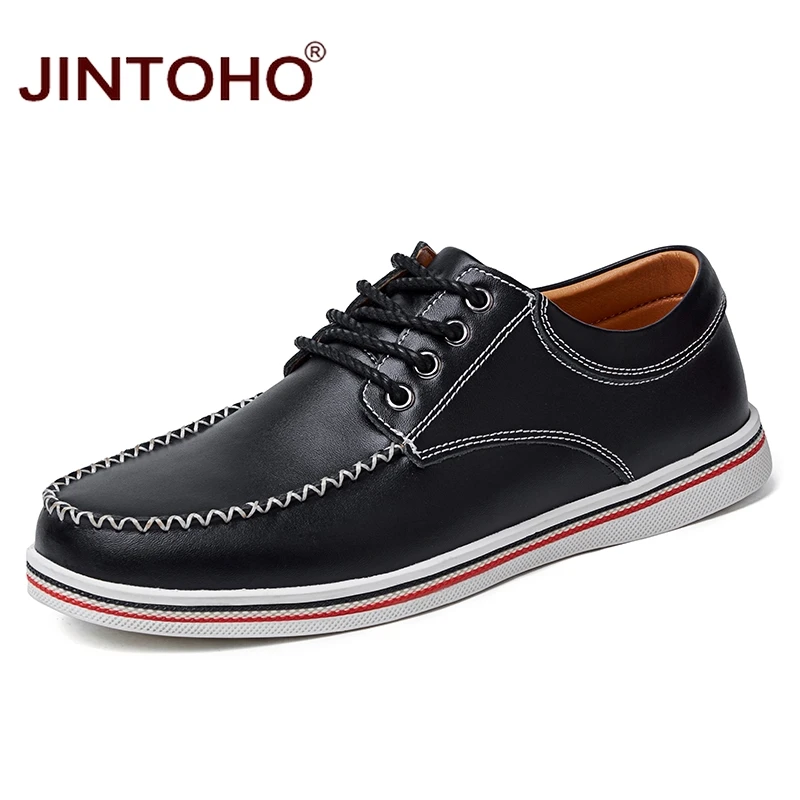Мокасины JINTOHO мужские кожаные повседневные брендовые дизайнерские туфли на