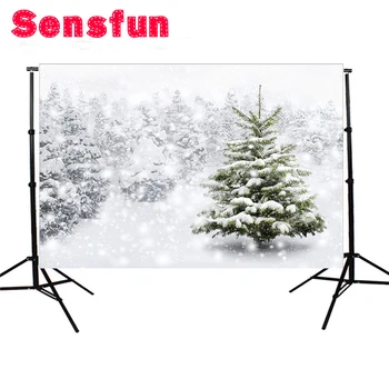 

New Background Photography Winter Snow Tree White Bokeh Christmas Backdrop Nature Photocall Props Customize Photo Studio