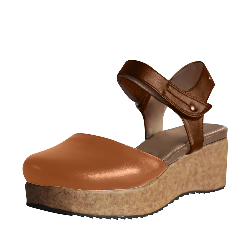 

SAGACE Fashion Retro Womens Flats Wedges Round Toe Thick bottom Non-slip Roman Sandals Ladies Shoes Sexy High Quality Outside