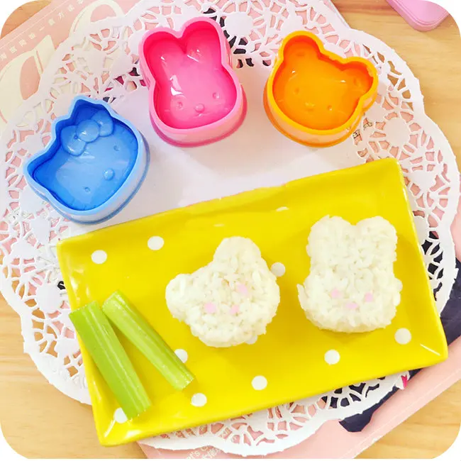 

1 Set.Kitty Cat Cartoon Sushi Tools.Sushi Cooking Rice Ball Mold.Onigiri Bento Press Maker Mold Tool.DIY Kitchen Baking Tool