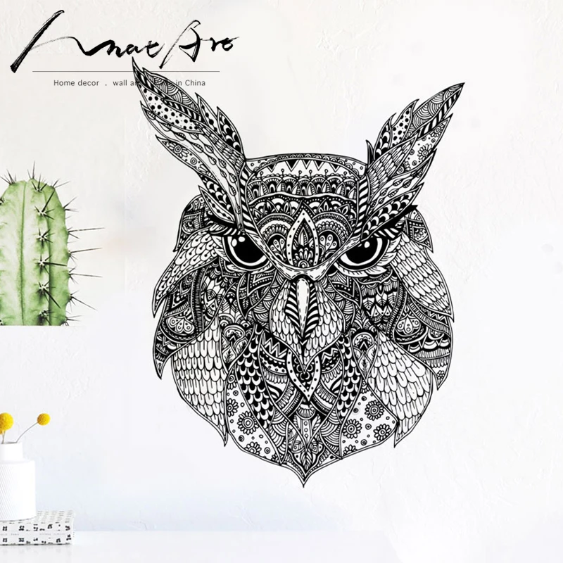 Burung Hantu Stiker Dinding Seni Modern Nordic Hitam Dan Putih