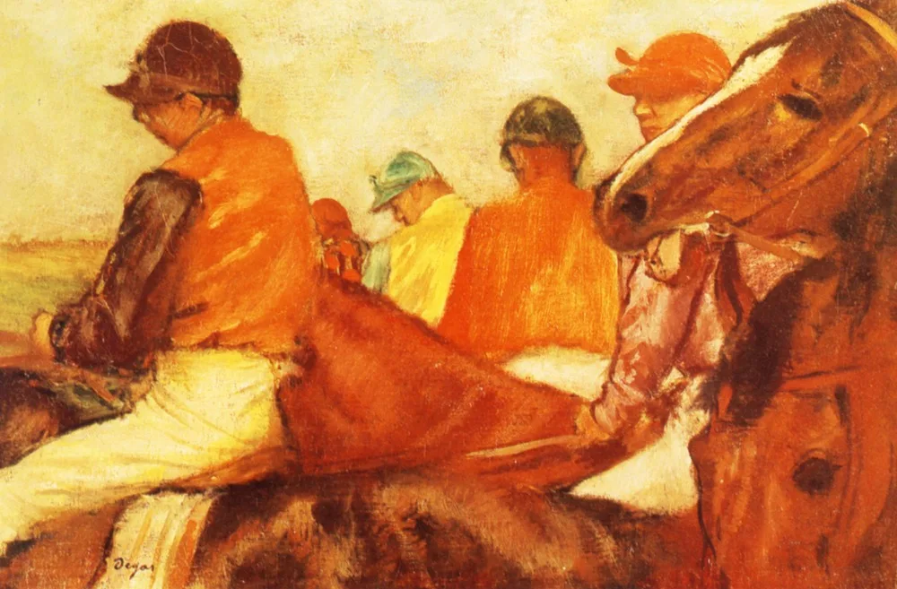 

Oil Painting Reproduction on Linen Canvas,Jockeys by edgar degas ,Free DHL FAST Shipping,100% handmade,Top Quality
