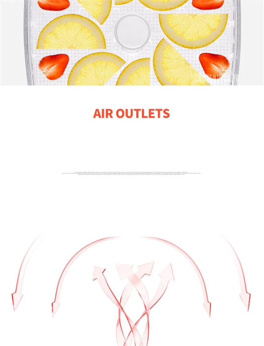 CDF-01 Бытовая сушеная машина для фруктов и овощей обезвоживание сухого мяса еда Закуски из машины в сушилке 5 слоев 270 Вт