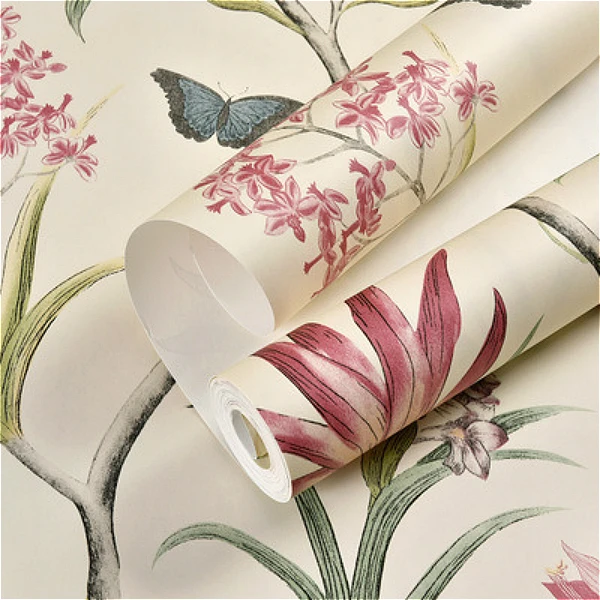 Vintage Pink Floral Wallpaper For Bedroom Wall - Image 5