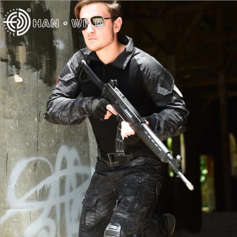

Camouflage Hunting Clothes Tactical Suit Woodland Jungle Army Military Uniform Airsoft Sniper Combat Shirt+Pants+Knee Elbow Pads