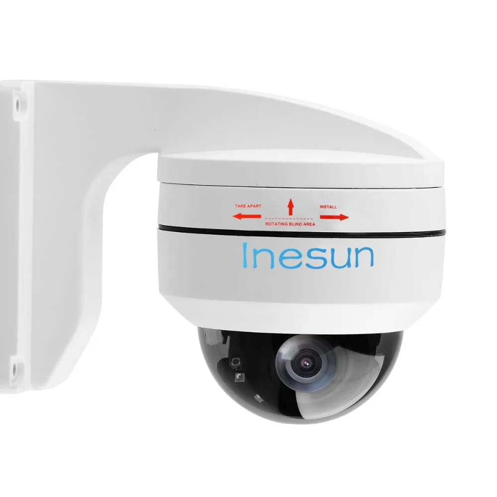 Inesun наружная 5MP PoE PTZ IP камера безопасности 2592x1944P Super HD 4X оптический зум PTZ купольная камера антивандальная с настенным кронштейном