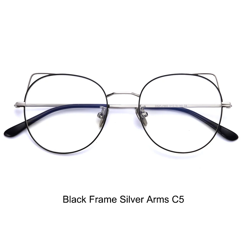 Синий свет компьютер очки Оптические золотые модные глаз очки «кошачий глаз» рамки для женщин Близорукость для Близорукость - Цвет оправы: C5 Black Silver Arms