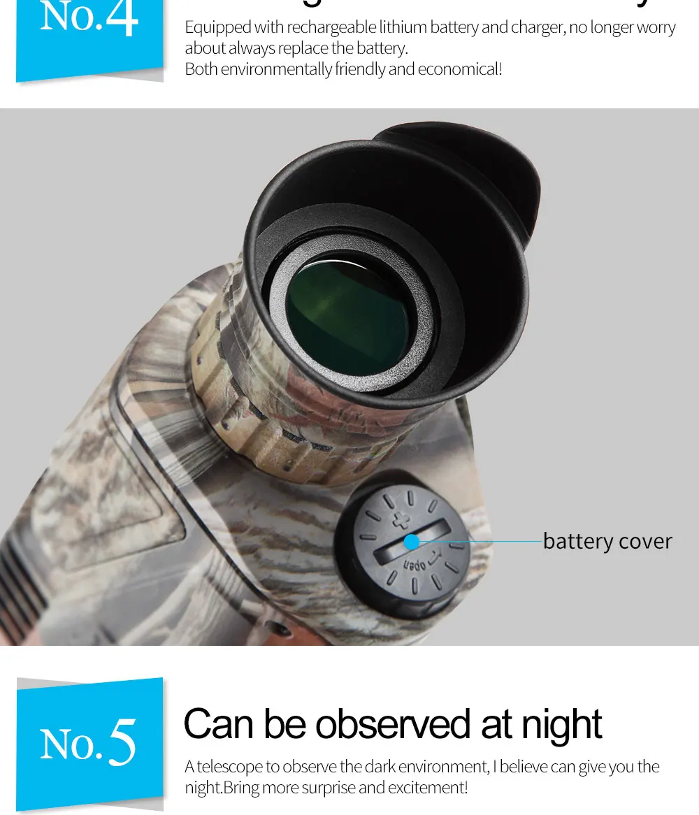 ZIYOUHU 5X40 устройство ночного видения ручной Монокуляр Камуфляжный узор инфракрасная цифровая камера Функция HD изображений охотничий прицел