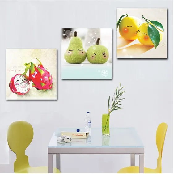 Happy Fruit 3 Hot Sell Modern Kitchen Wall Painting Home Decorative Art Picture Paint On Canvas Prints Painting Hinges Print Embossed Business Cardsprinted Silk Georgette Fabric Aliexpress