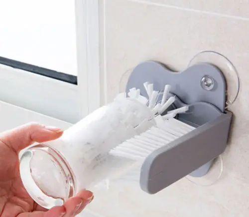 

AU Kitchen Wall-mount Suction Brush Glass Bottle Cup Wash Cleaning Cleaner Tool