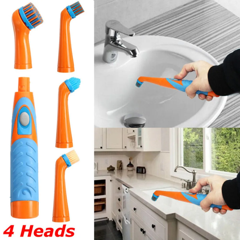 WOWCC Super Sonic Scrubber Electric Cleaning Brush With 4 Heads