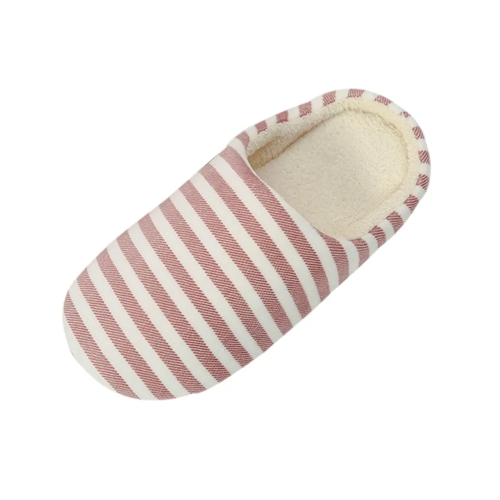 Sleeper#501 NEW Women Men Warm Striped Slipper Indoors Anti-slip Winter House Shoes casual home ladies hot Free Shipping - Цвет: Hot Pink