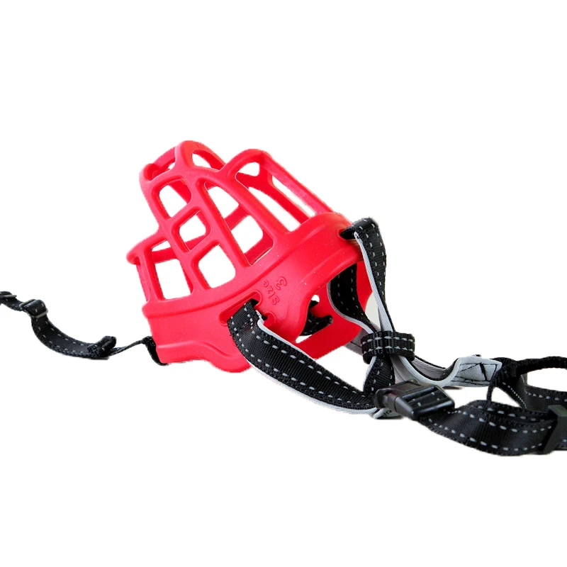 YUDODO Dog Muzzles 4 Sizes Red Black Dog Silicon Basket Muzzle Soft Adjustable Straps Rubber Pet Anti-bite Muzzle For Dogs