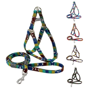 

Dog Harness Leash Set Dog Canvas Strap Indian Style Vest Traction Rope For Outdoor Walking Small Medium Pets Supplies
