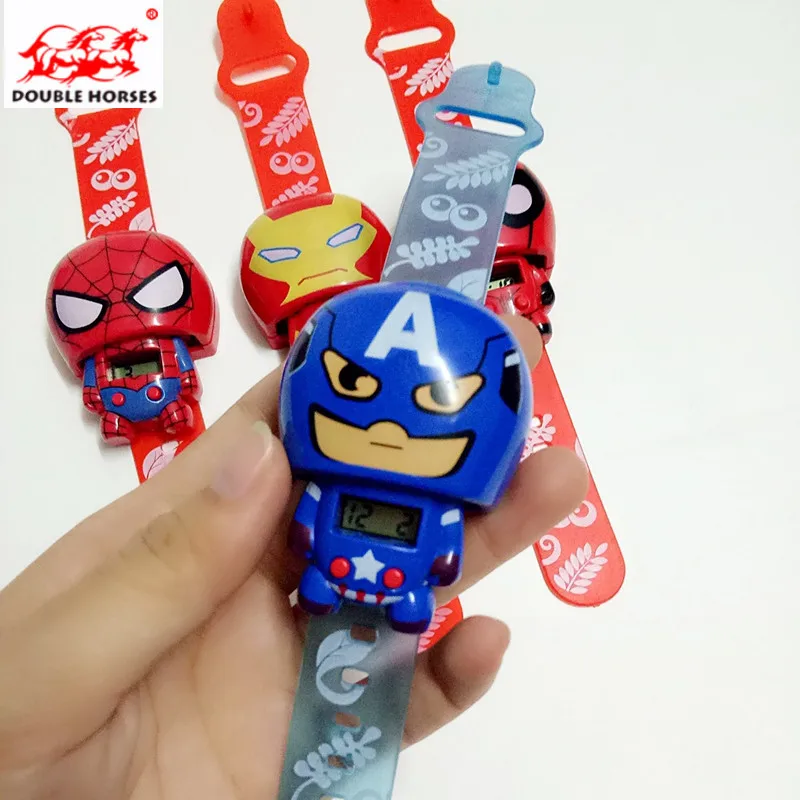 

Hot Children's educational toys cartoon novelty electronic watch superhero Captain America deformation Marvel Heroes watch gift