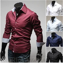Новое поступление Весна и осень повседневные мужские рубашки с длинными рукавами отложной воротник стройная фигура Модная рубашка для мужчин
