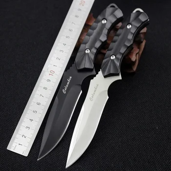 CS COLD Multi-function Portable Pocket Survival Rescue Utility Straight Knife Camping Hunting Knife with Sheath Fixed Blade new survival straight knife damascus steel blade shadow wood horn handle fixed blade hiking hunting knive with leather sheath