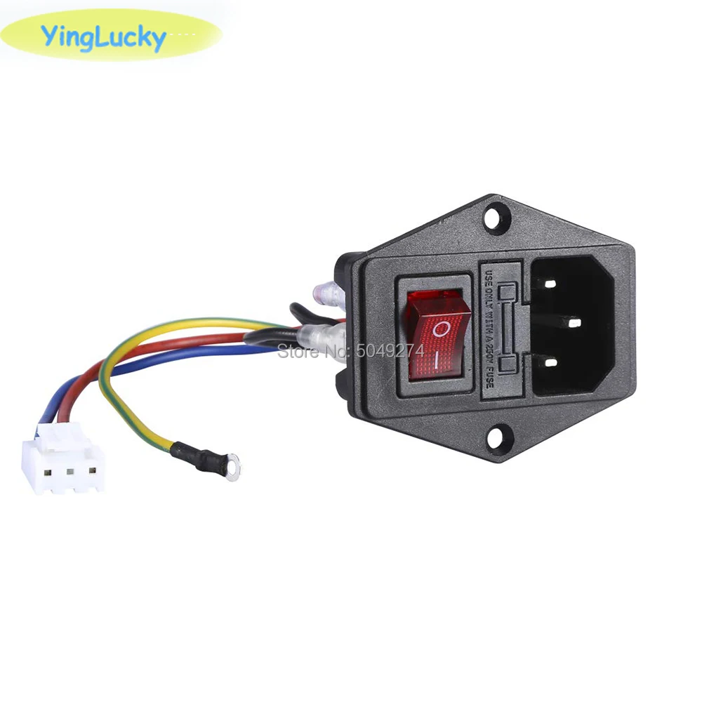 Yinglucky-jamma 전원 공급 장치 코드 용 암 플러그가 있는 온/오프 스위치 소켓, Jamma 아케이드 기계, IO 스위치, 퓨즈 포함
