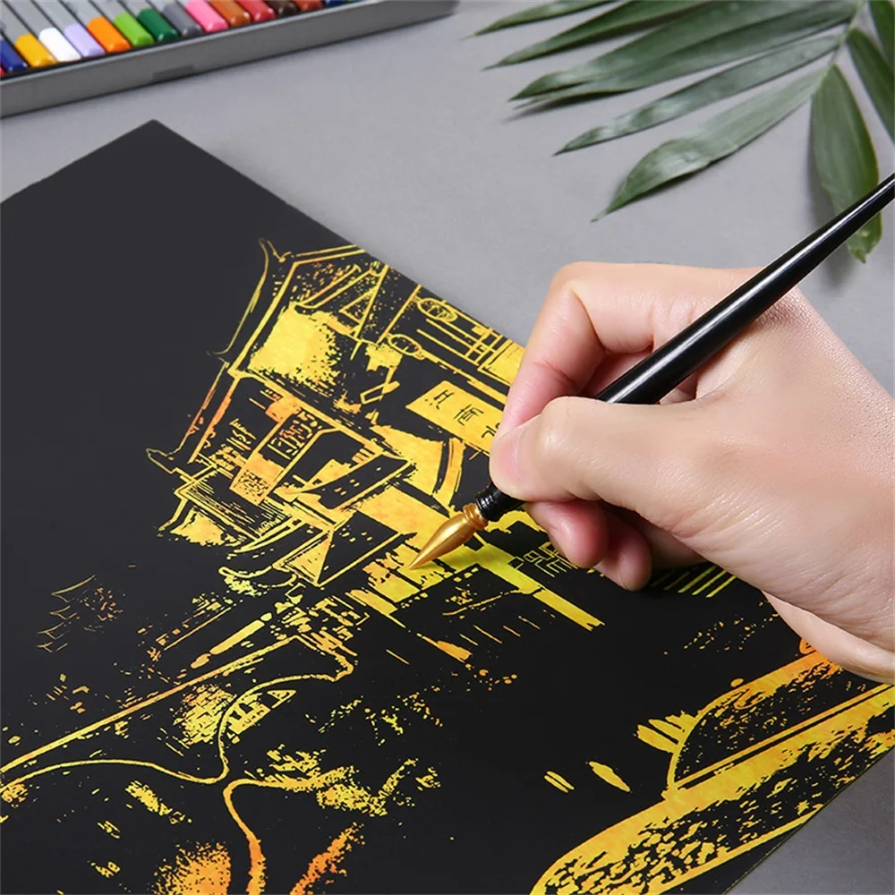 

City Scenery Scratch Picture Postcard Decorative Scratching Painting Tower Scraping Paper Scraper Home Decor Birthday Gift