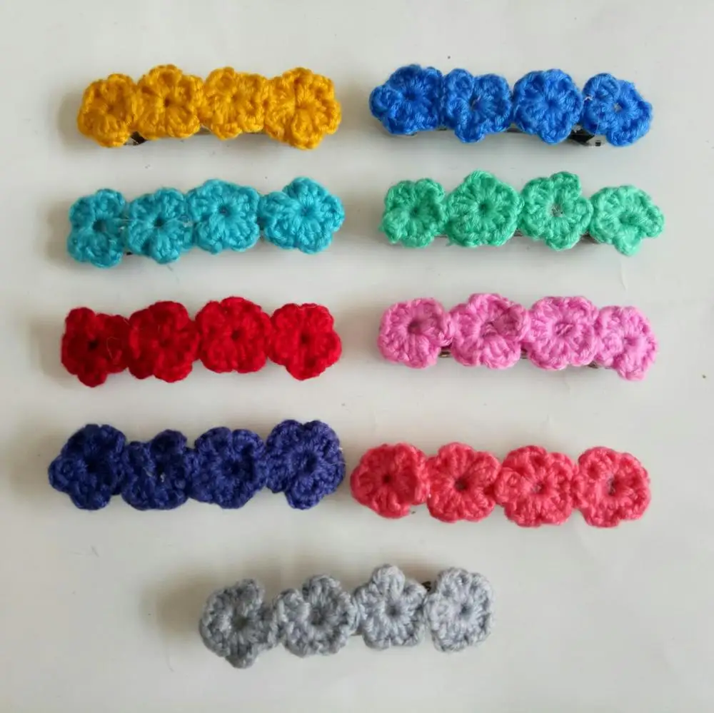 

1PCS colorful Girls hair clips Headbands Wool Knitting crochet flower Hairbands hair newborn Kids hair accessories
