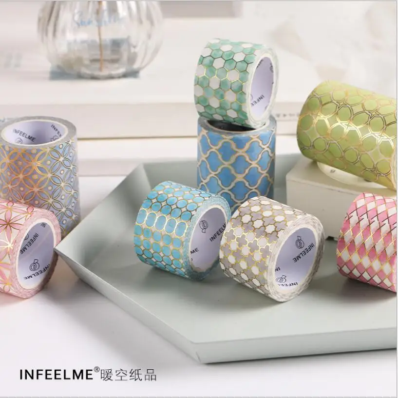 

Masking Gold Foil Foiled Diy Craft Glitter Flora Paper Sticky Adhesive Chinease Pattern Washi Tape Stationery School Supplies