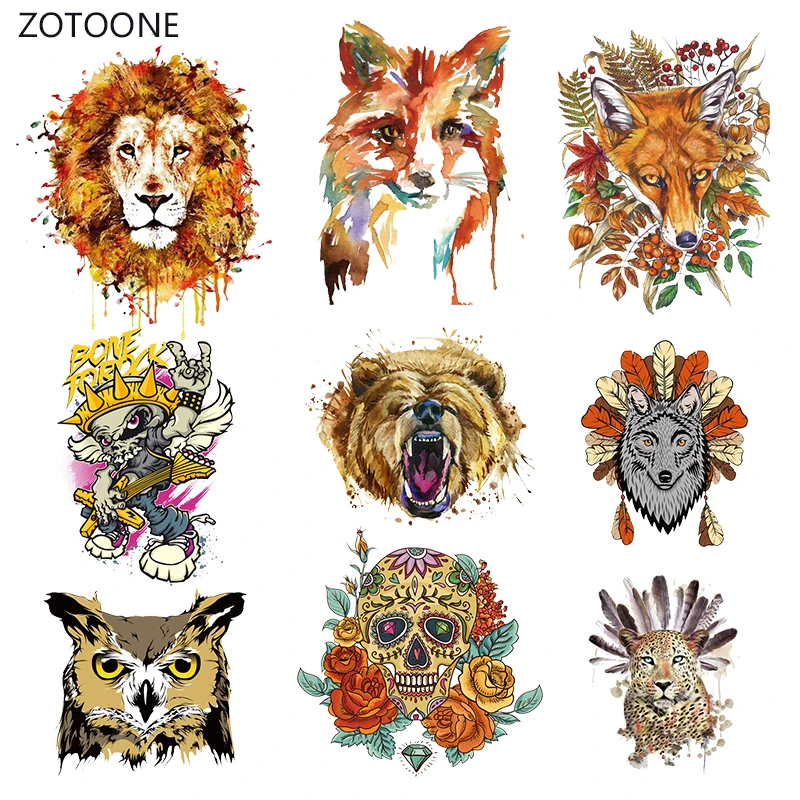 

ZOTOONE Ink Animal Stripe Iron on Transfer Patches on Clothing Diy Patch Heat Transfer for Clothes Decoration Sticker Applique G