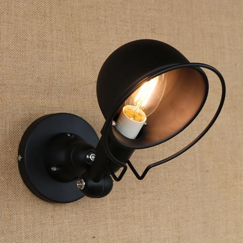 

Black retro retractable double folding lever arm wall lamp without switch