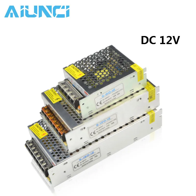 DC12V 5A 10A 15A 20A 30A светодиодный светильник, трансформатор, адаптер питания для светодиодных лент, светильник, переключатель питания 60 Вт 120 Вт 240 Вт